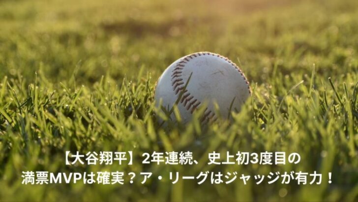 大谷翔平　2年連続　満票MVP